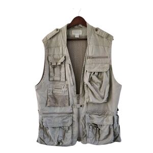 Vintage Banana Republic Men's Large Safari Fishing Photographer Cargo Khaki Vest